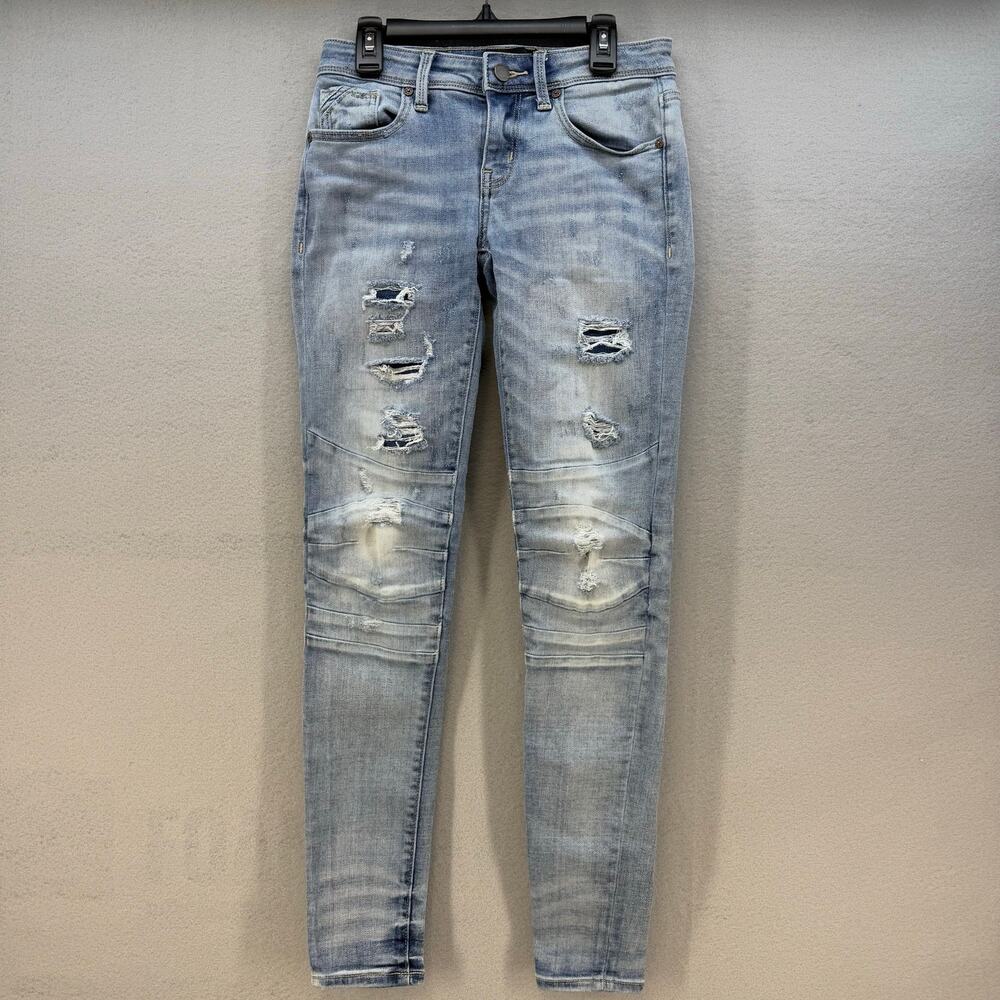Buckle Black Jeans Women's 24 (0) Light Blue Moto Ankle Skinny Preppy Grunge